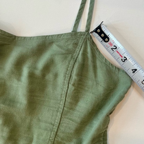 aerie Olive Green/Sage Dress Small Petite Pockets Linen Blend - Picture 11 of 14